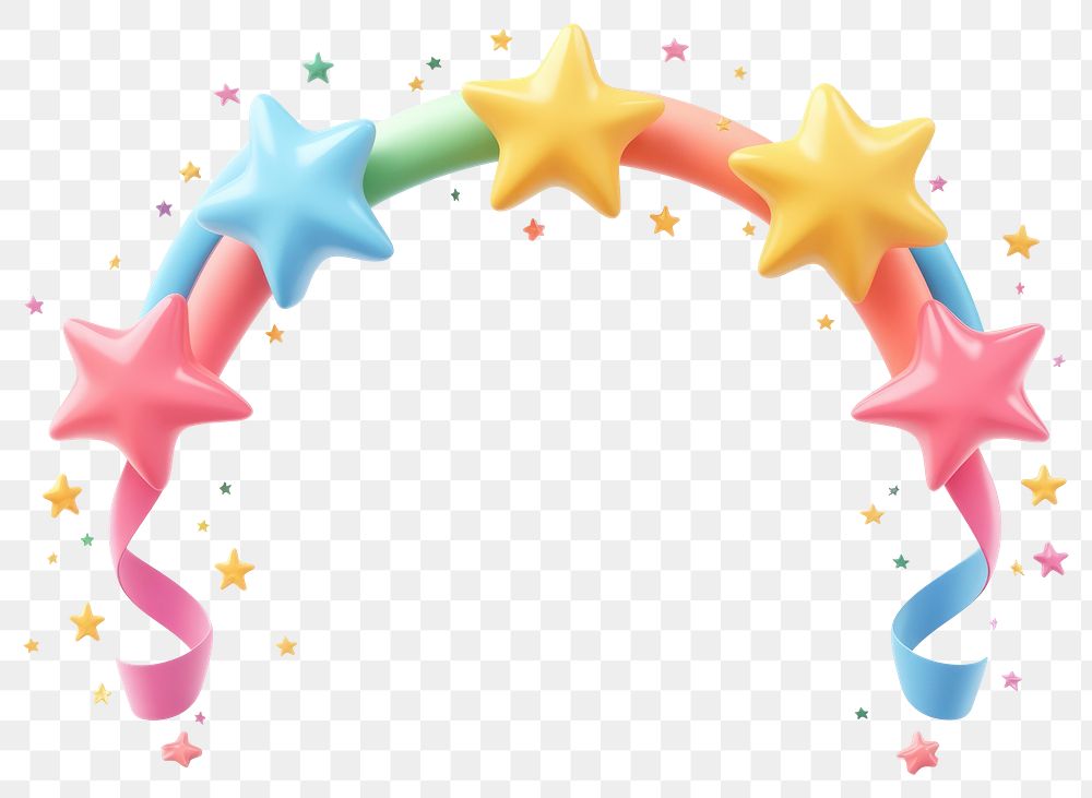 PNG Stars and ribbons border colorful colors arch.