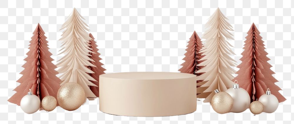 PNG High display christmas podium decor paper trees.