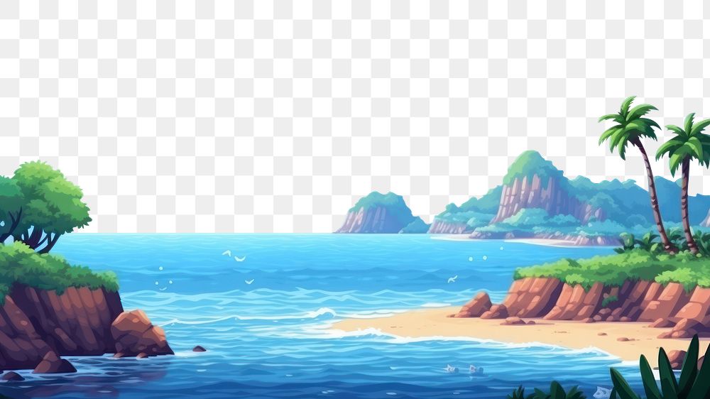 PNG Pixel art is a sea landscape outdoors nature. 