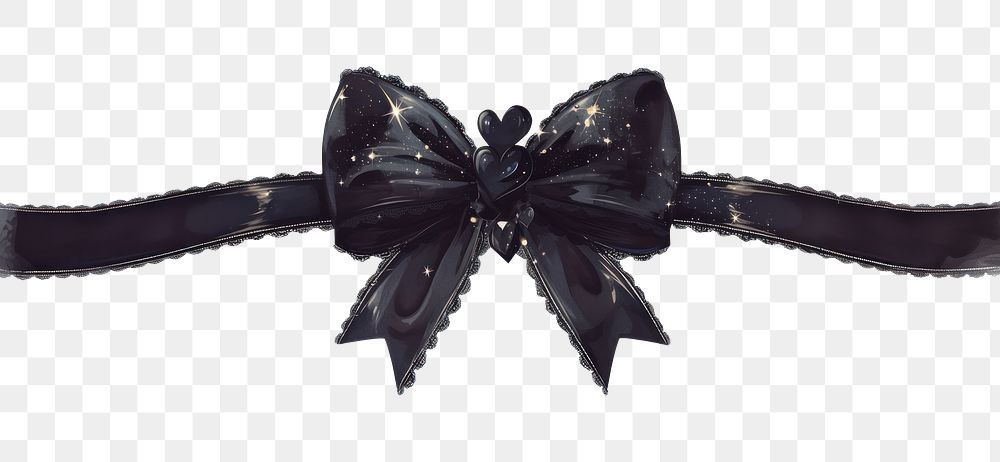 PNG Black heart ribbon tie black ribbon.