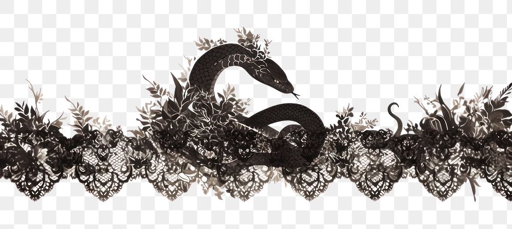 PNG Black snake lace illustration border.