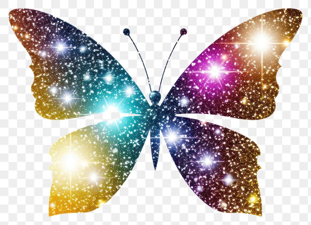 PNG Colorful flying butterfly icon glitter insect art.