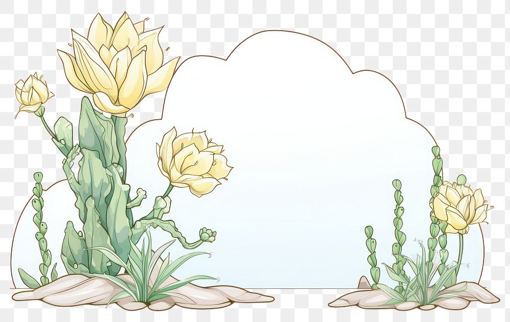 PNG Cactus Alphonse Mucha style drawing flower sketch.