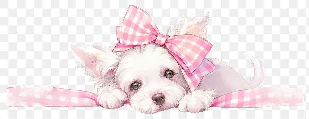 PNG Puppy illustration animal ribbon.