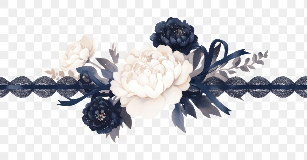 PNG Illustration flowers border ribbon.