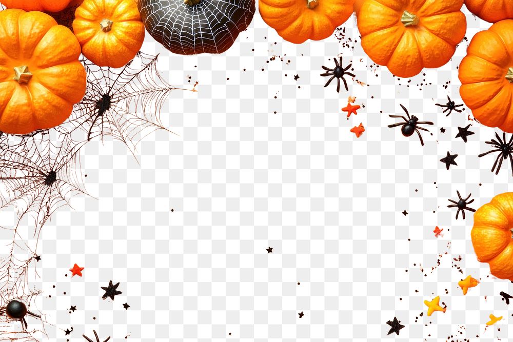 PNG Pumpkins spiders background halloween.