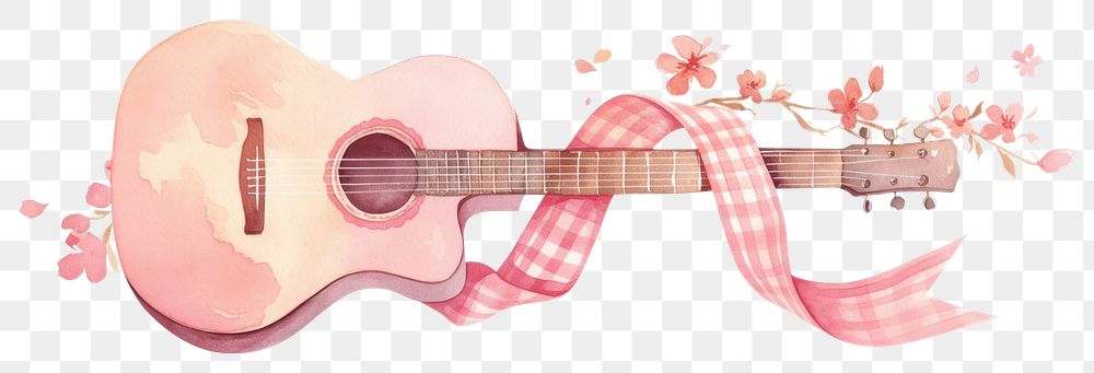 PNG Guitar illustration watercolor ribbon.