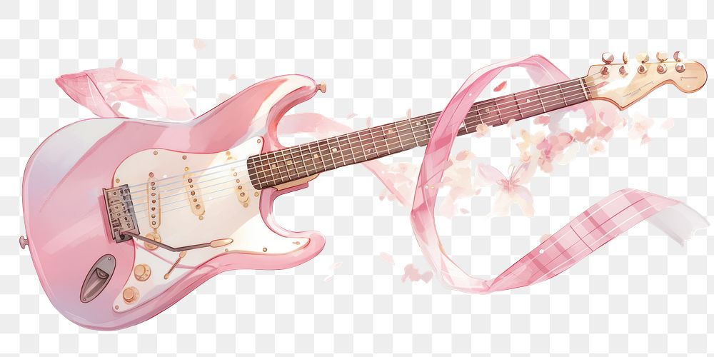 PNG Guitar illustration background ribbon.