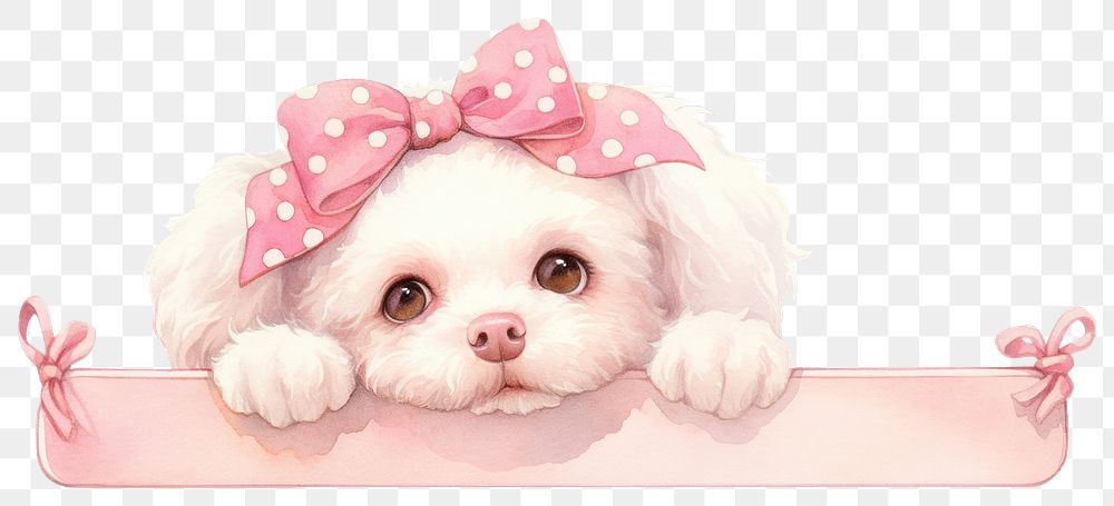 PNG Puppy with pink and white lace puppy illustration animal.