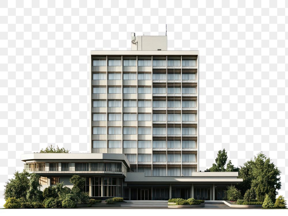 PNG Mid century modern hotel architecture building urban.