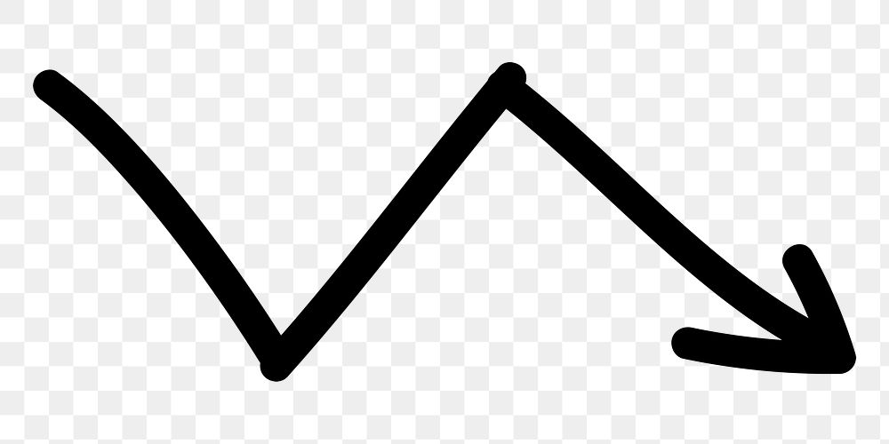 PNG Black downward zigzag arrow, transparent background