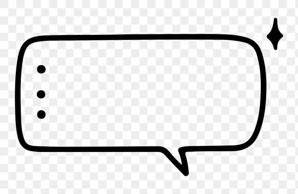 Speech bubble png black outline, transparent background