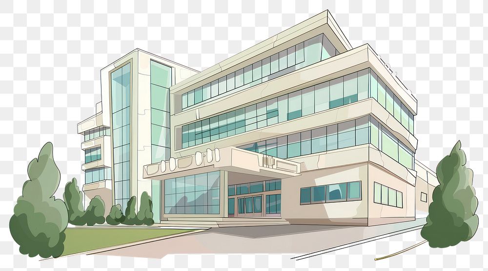 PNG Cartoon of hospital architecture building city.