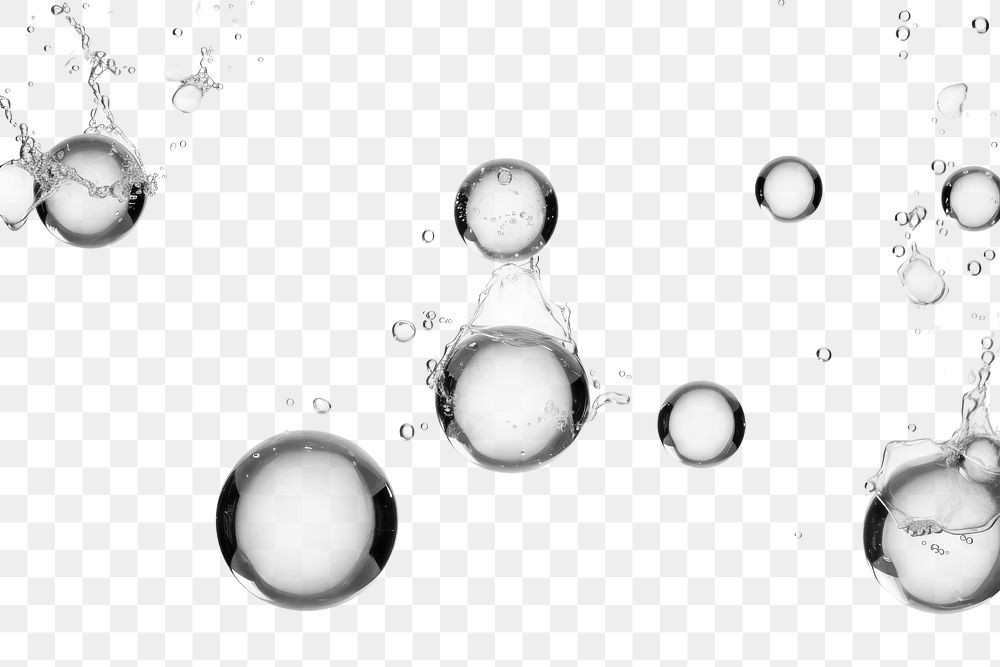 PNG Floating silver bubbles abstract.