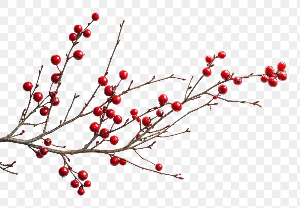 PNG  Christmas branch cherry plant fruit.