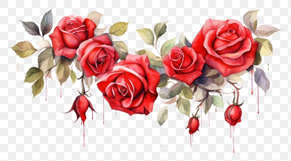 PNG Red roses painting flower nature.