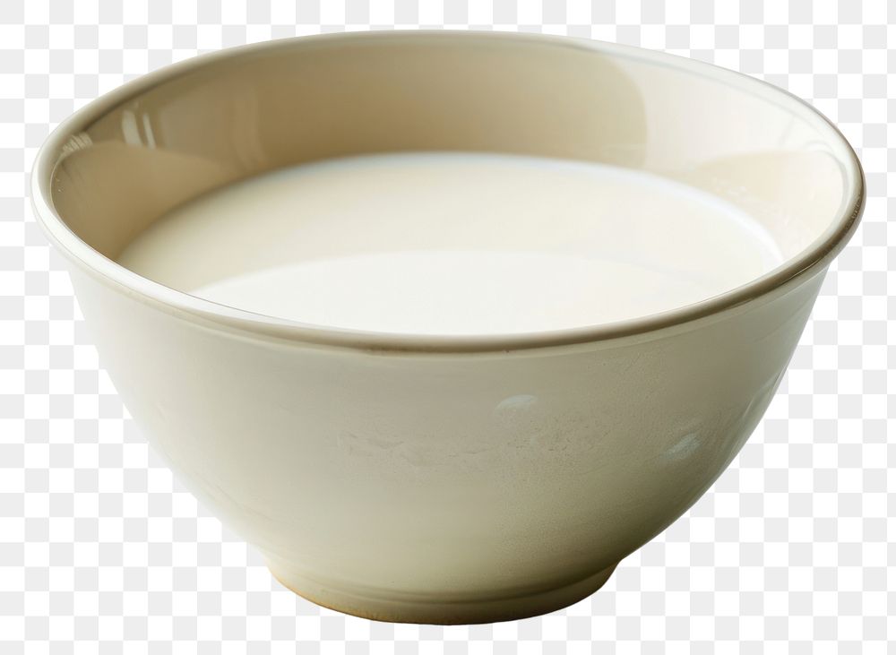 PNG  Bowl of milk porcelain drink white.