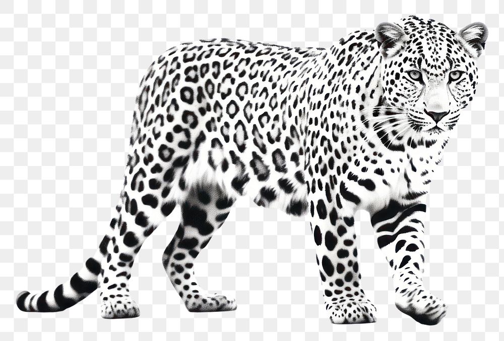 PNG  Halftone Effect of leopard wildlife cheetah cartoon.