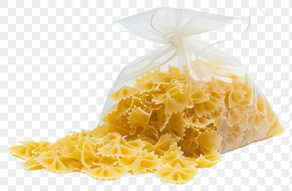 PNG  Farfalle pasta in a bag food white background fettuccine.