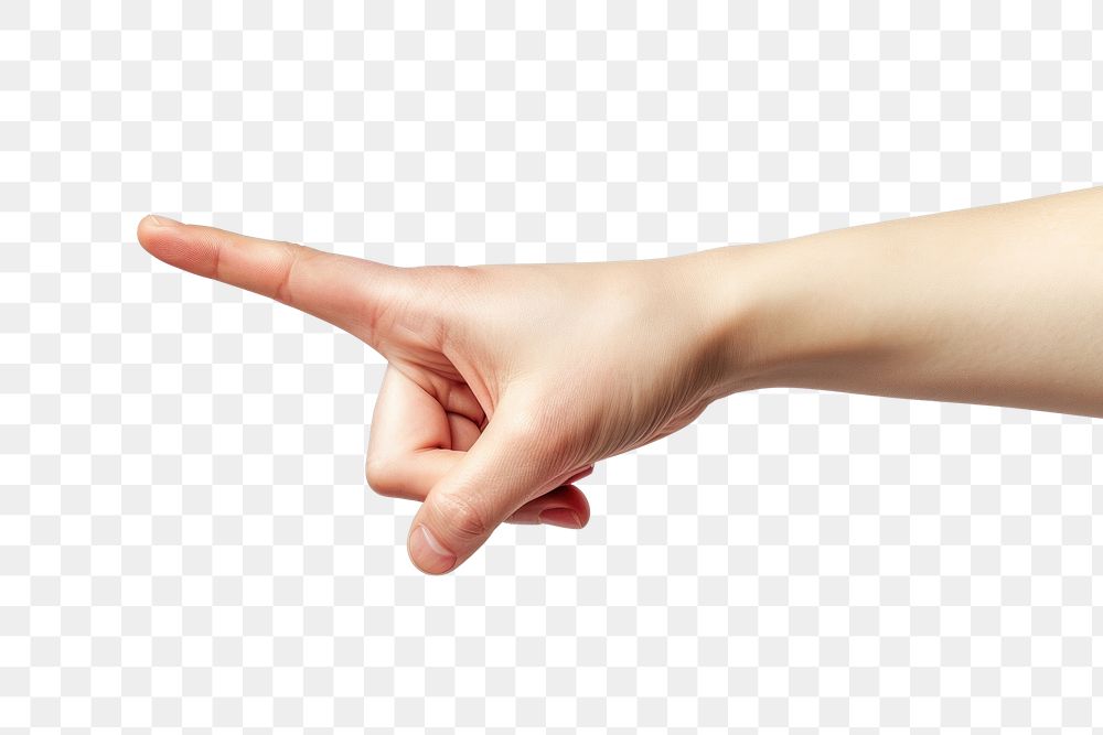 PNG Finger touching or pointing at something hand white background gesturing.