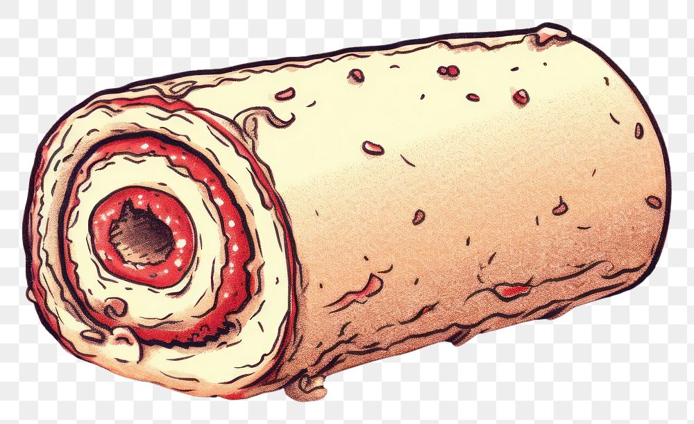 PNG Roll Cake dessert burrito cartoon. AI generated Image by rawpixel.