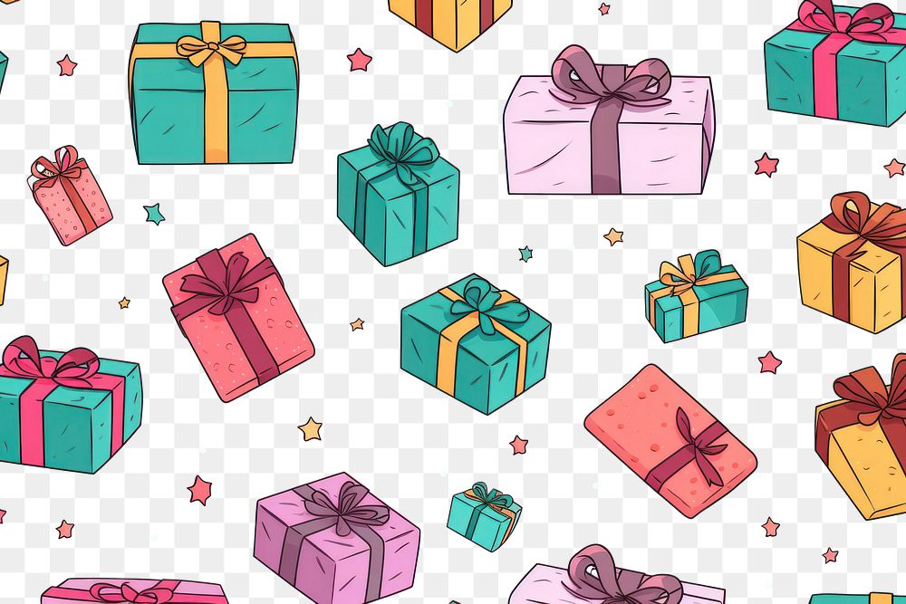 PNG  Gift boxes pattern backgrounds celebration repetition. AI generated Image by rawpixel.