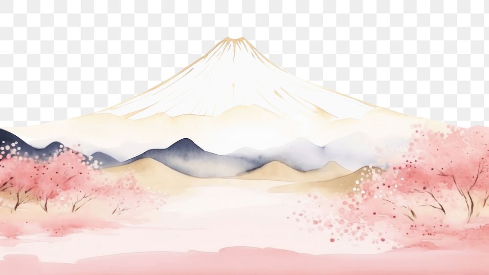 PNG  Fujisan with cherry blossom landscape outdoors nature. AI generated Image by rawpixel.