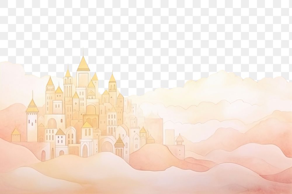 PNG  Sky castle fantasy backgrounds landscape drawing. AI generated Image by rawpixel.