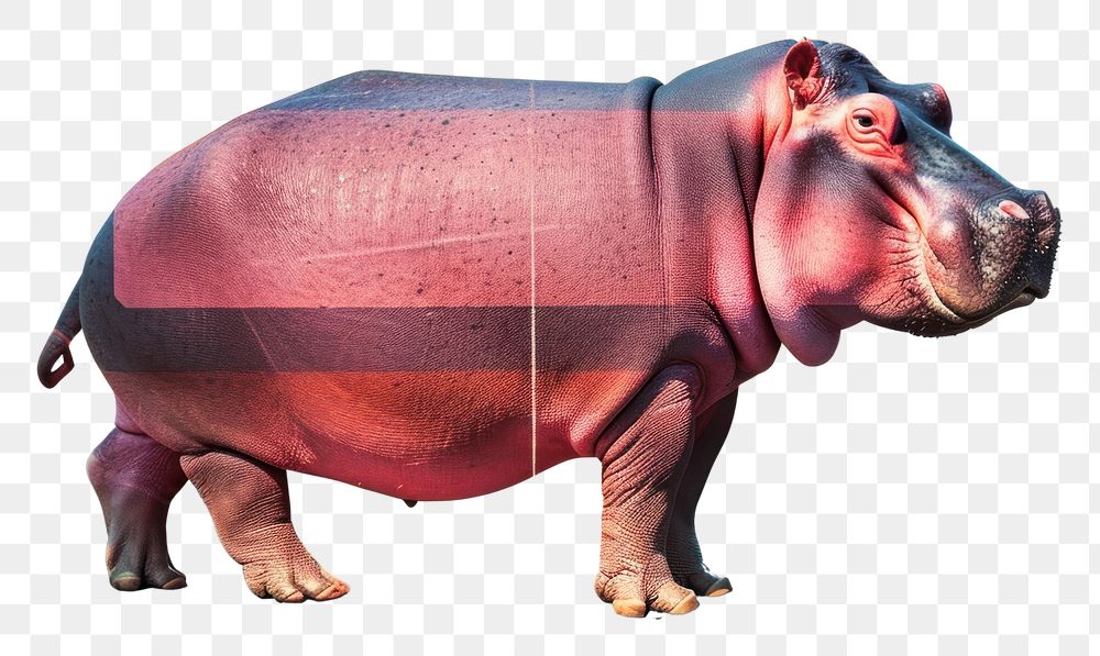 PNG Collage Retro dreamy hippopotamus animal mammal pig.