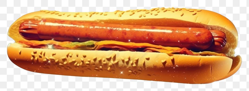 PNG Collage Retro dreamy Hotdog food space bratwurst.