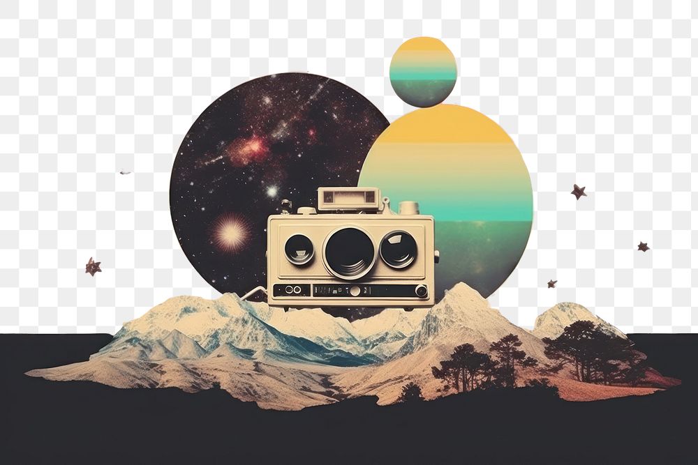 PNG  Collage Retro dreamy photographer astronomy art galaxy.