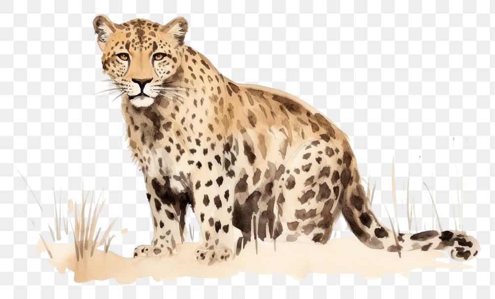 PNG  Minimal illustration of leopard wildlife cheetah animal.