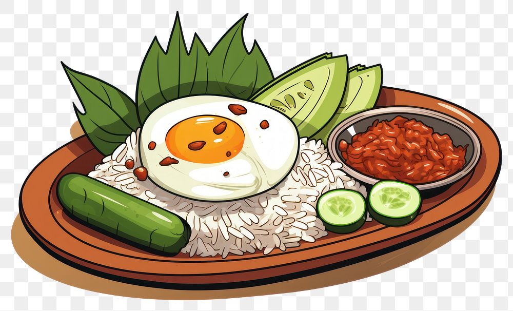 PNG  Nasi lemak vegetable cucumber food.