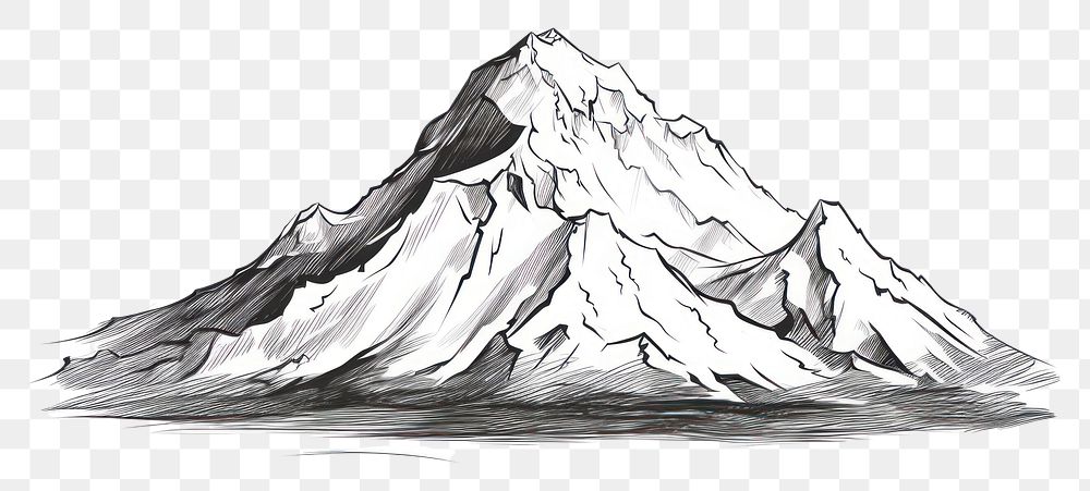 PNG  Snowy mountain peak drawing nature sketch.