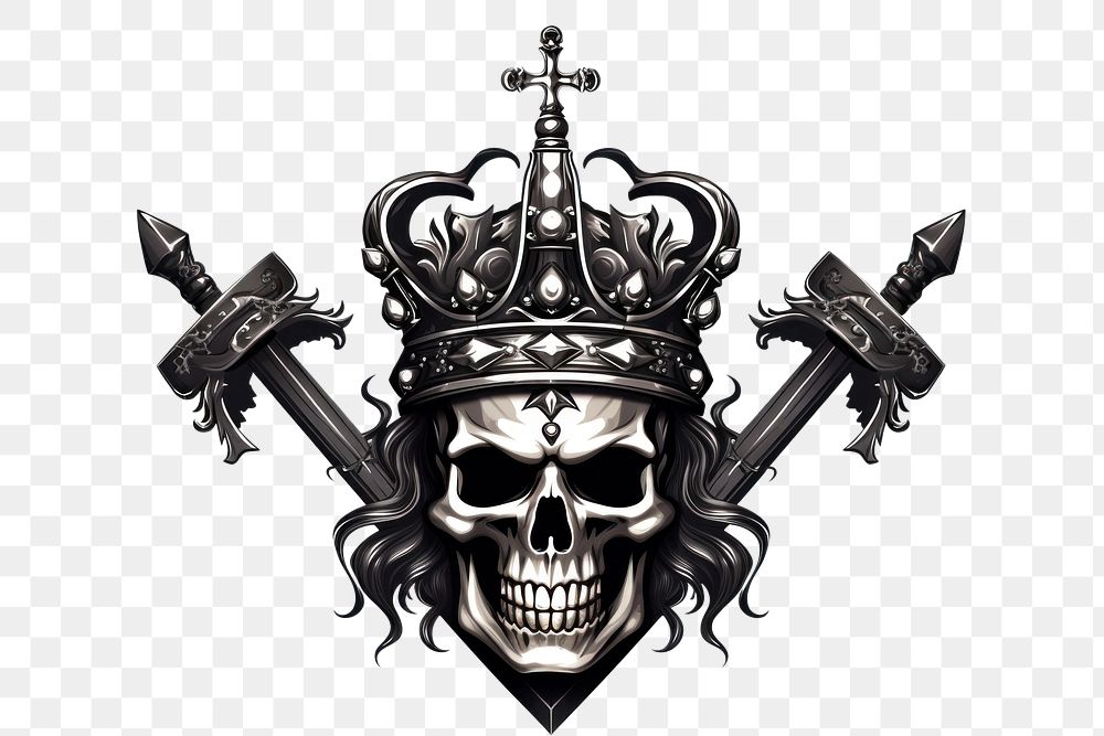 PNG Skull crossbones vector sword weapon crown.
