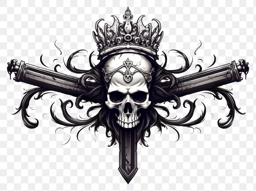 PNG Skull crossbones vector crown white background architecture.