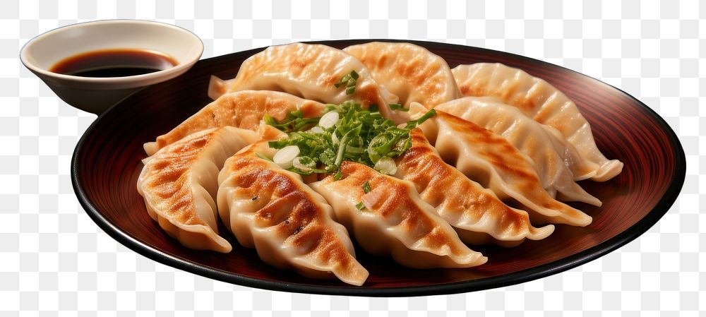 PNG  Gyoza food dumpling plate. AI generated Image by rawpixel.