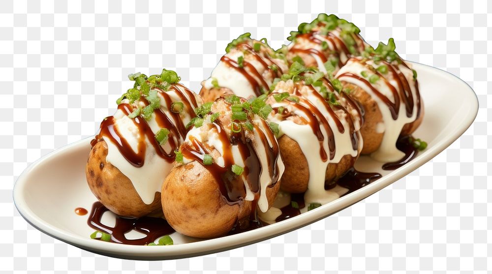 PNG  Takoyaki plate food meal. AI generated Image by rawpixel.