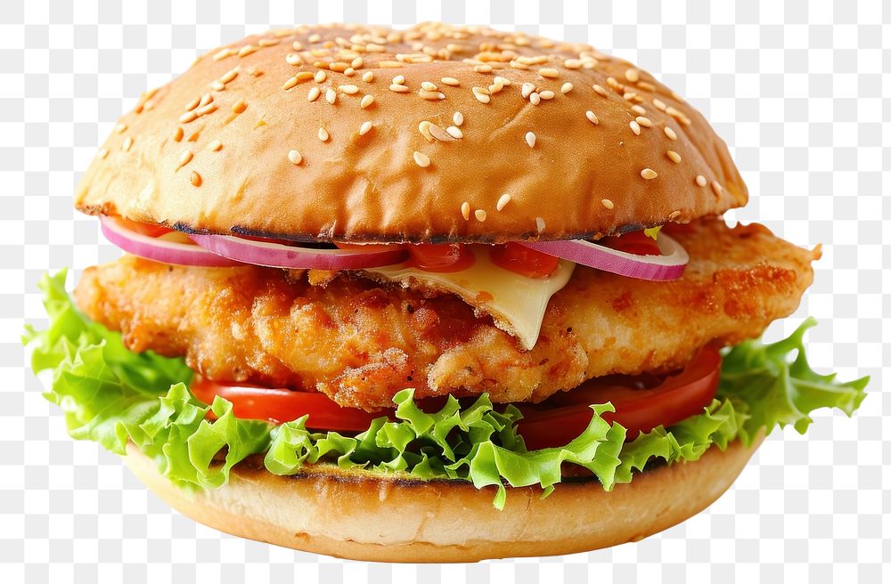 PNG  Photo of fish burger food hamburger vegetable.