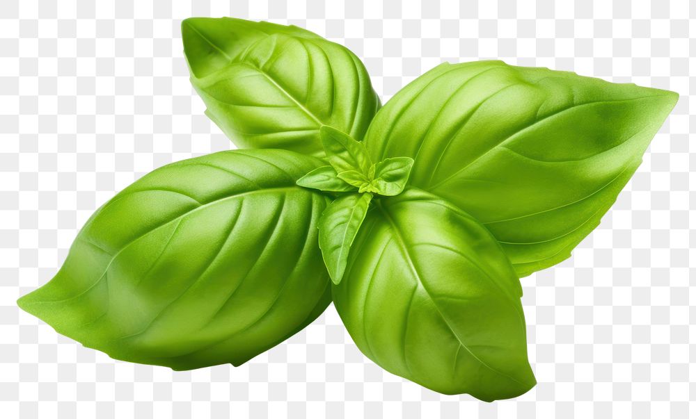 PNG Fresh green organic basil leaf plant herbs white background. AI generated Image by rawpixel.
