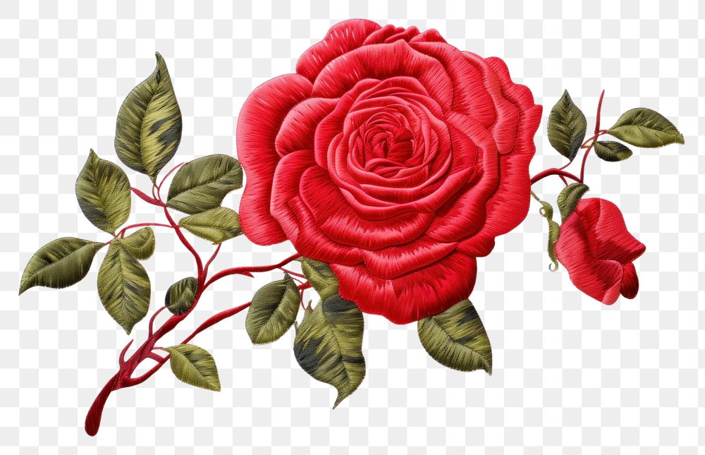 PNG Rose in embroidery style pattern flower plant.