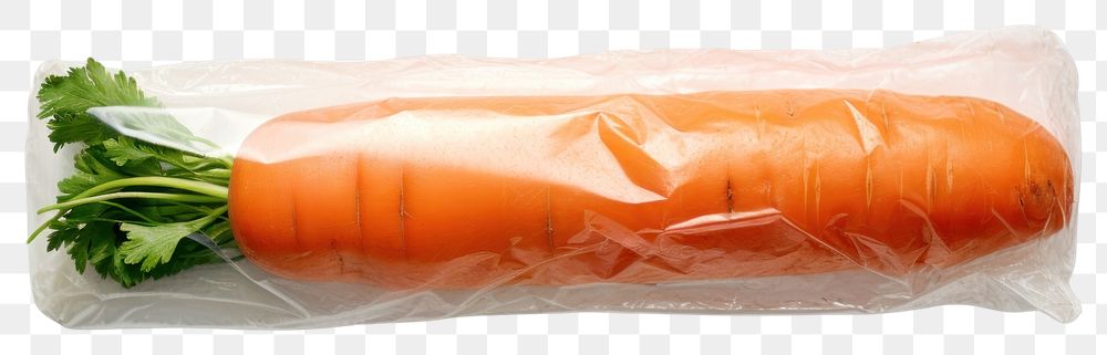 PNG  Plastic wrapping over a carrot rotted vegetable food white background.