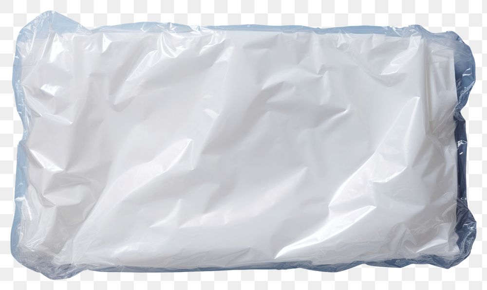 PNG  Plastic wrapping over a cloud white bag crumpled.