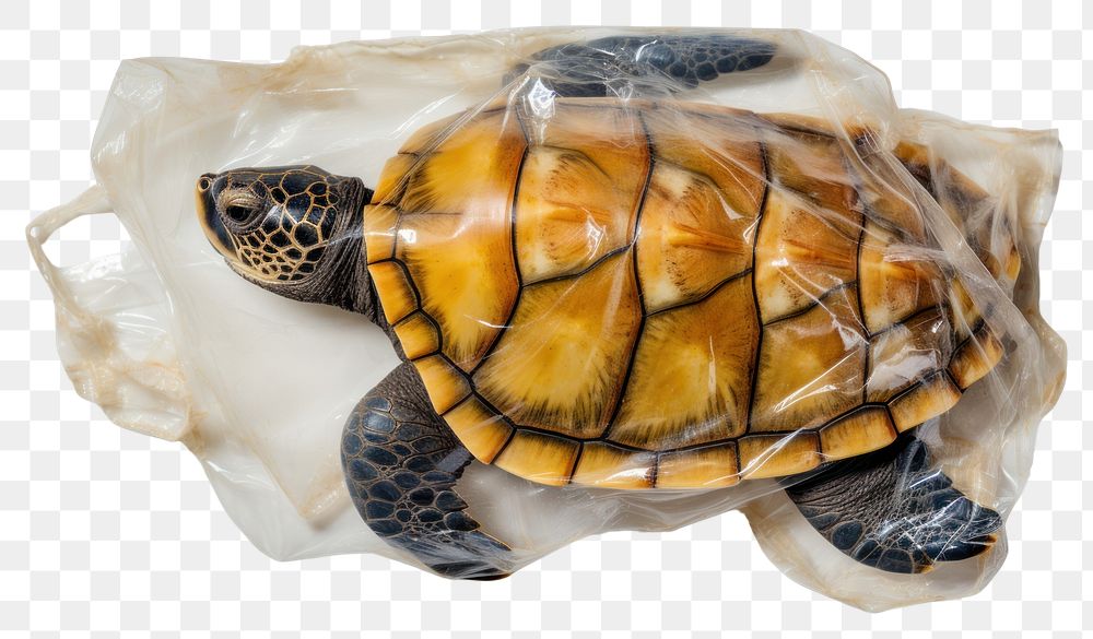PNG  Plastic wrapping over sea turtle reptile animal white background.