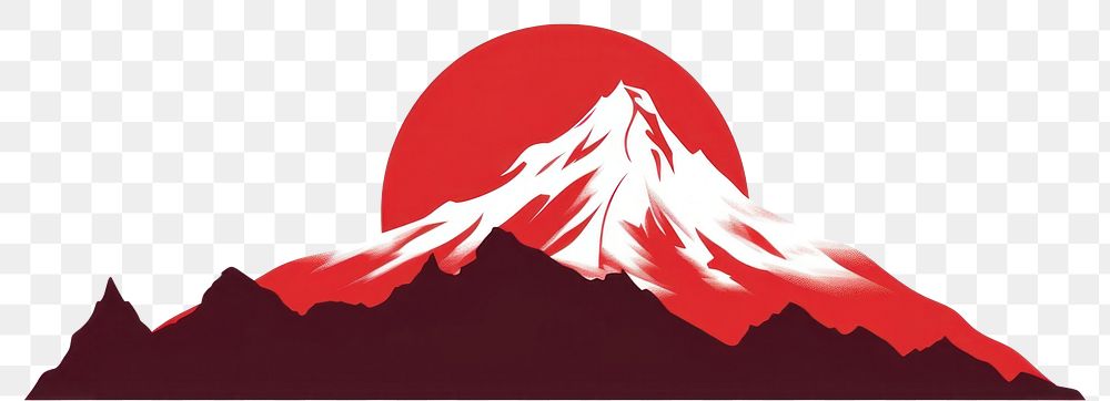 PNG  Red mountain silhouette volcano nature. AI generated Image by rawpixel.