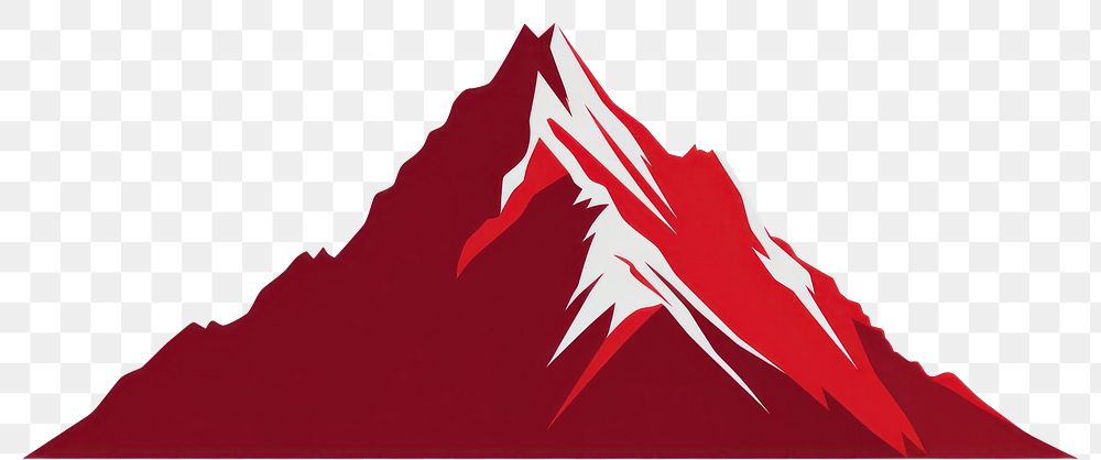PNG  Red mountain white background mountaineering stratovolcano. AI generated Image by rawpixel.