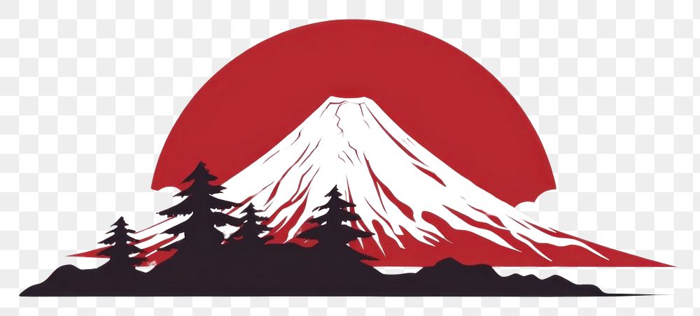 PNG  Red fuji mountain icon silhouette volcano nature. AI generated Image by rawpixel.
