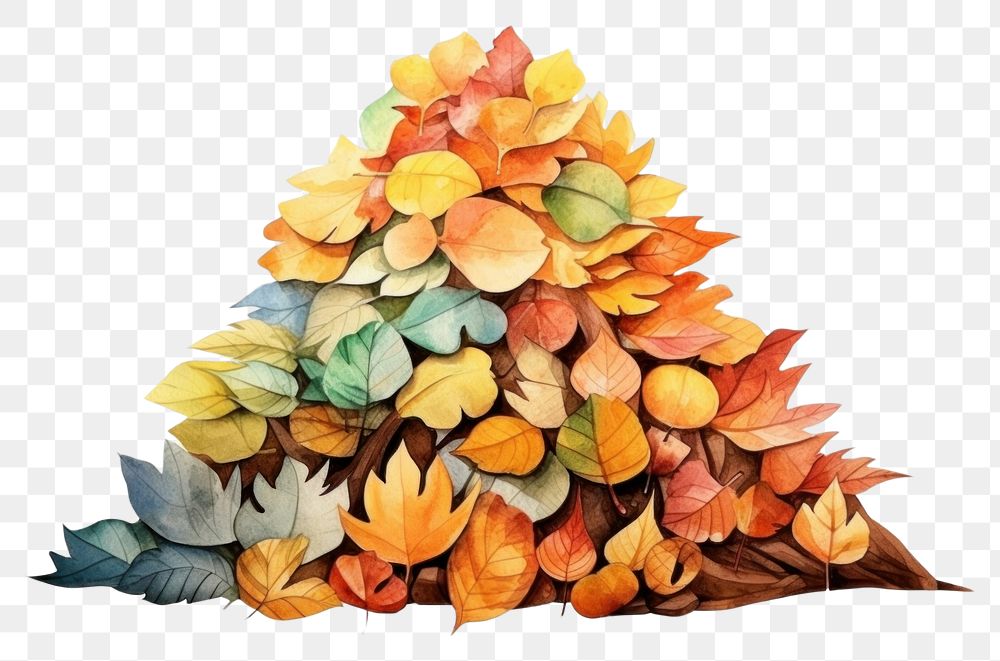 PNG  Pile of autumn leaves plant leaf art. AI generated Image by rawpixel.