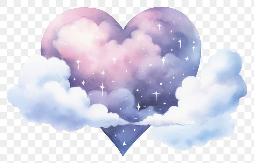 PNG  Dreams heart and stars cloud white background transportation. AI generated Image by rawpixel.