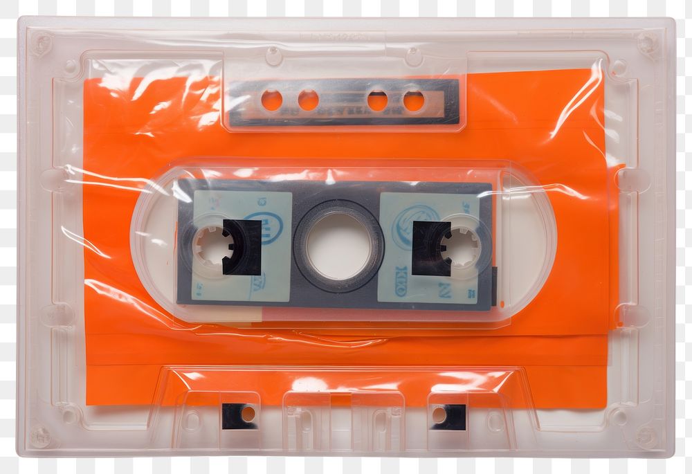 PNG  Plastic wrapping over a cassette tape technology appliance circle.